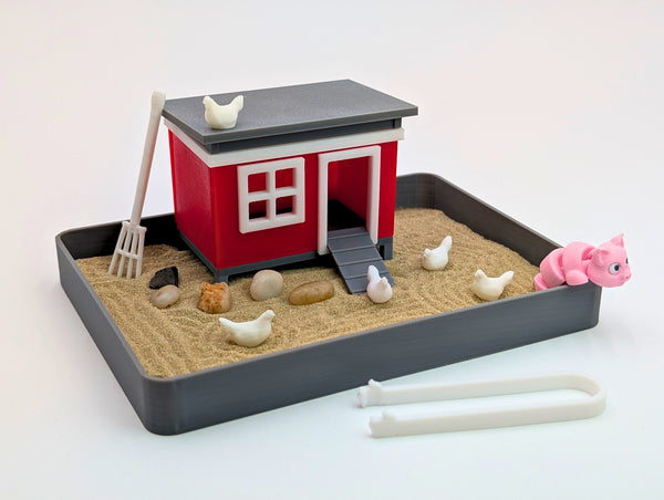 オランダHooijkaas社製、純銀835S『ミニチュア・ホールクロック』 Chicken Zen Garden – UglaForge - Oddly Creative Gifts